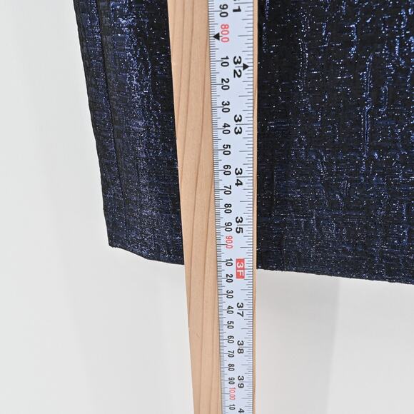 ARIANA‎ ROCKEFELLER Dress Size 0 Silk Black Blue Metallic Long Sleeve Shift Silk - Picture 10 of 12